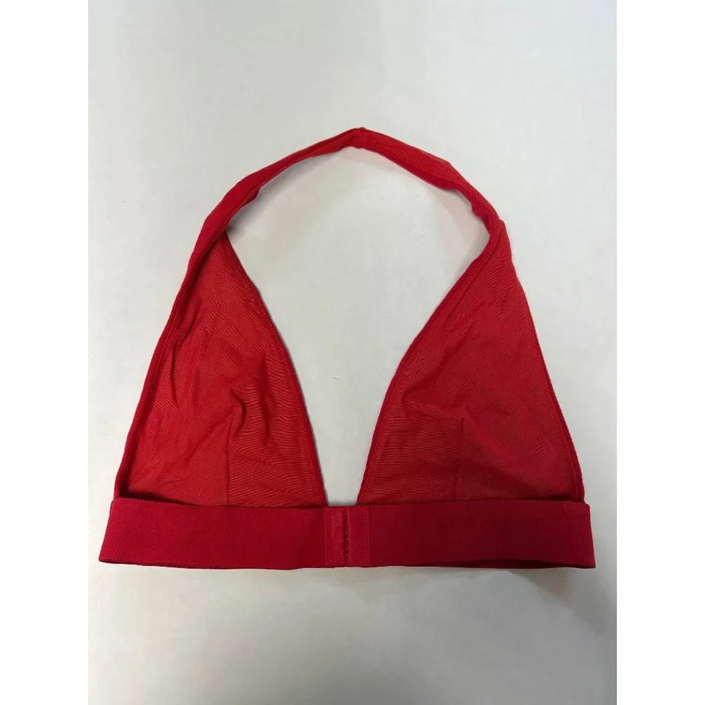 SKIMS Cotton Rib Halter Bralette Cranberry Size Large NWT - Picture 5 of 8